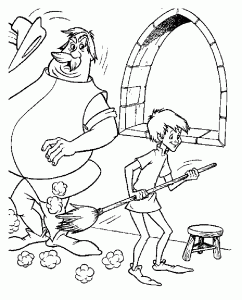 Kostenlose Ausmalbilder von Merlin dem Zauberer zum Ausmalen (Ausmalbild von Die Hexe und der Zauberer)