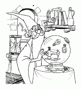 Ausmalbilder von Merlin dem Zauberer zum Ausmalen für Kinder (Ausmalbild von Die Hexe und der Zauberer)