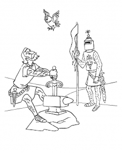 Ausmalbilder von Merlin dem Zauberer zum Herunterladen (Ausmalbild von Die Hexe und der Zauberer)