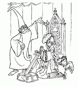 Kostenlose Ausmalbilder von Merlin dem Zauberer zum Ausmalen (Ausmalbild von Die Hexe und der Zauberer)