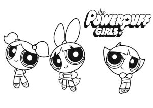 Einfaches Ausmalen der Powerpuff Girls (Ausmalbild von Die Powerpuff Girls)