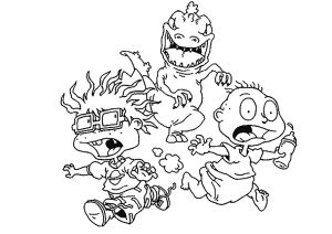 Vom Dinosaurier verfolgt! (Ausmalbild von Die Rugrats)