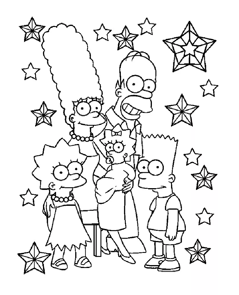 Kostenlose Die Simpsons-Zeichnung zum Ausdrucken und Ausmalen