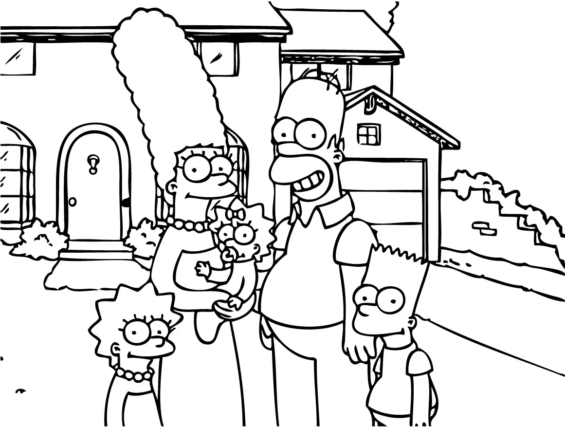 Kostenloser Download und Ausmalen von Die Simpsons Zeichnung.