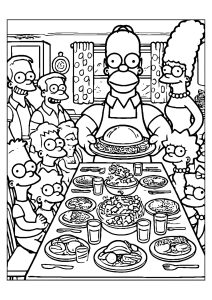Familienessen bei Die Simpsons (Ausmalbild)
