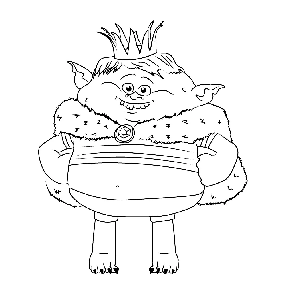 Prinz Graillon, Erbe des Throns von Bergen. (Ausmalbild von Die Trolls zum Ausdrucken und Ausmalen für Kinder)