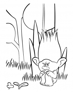 Warum ist er so traurig? (Ausmalbild von Die Trolls)