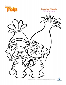 DJ Suki und Poppy (Ausmalbild von Die Trolls)