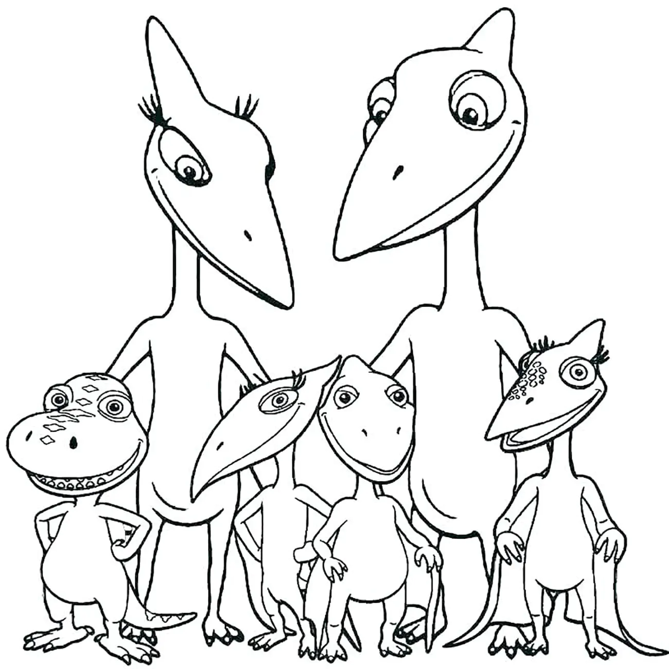 Velociraptor-Familie (Ausmalbild von Dinosaurier zum Ausdrucken und Ausmalen für Kinder)