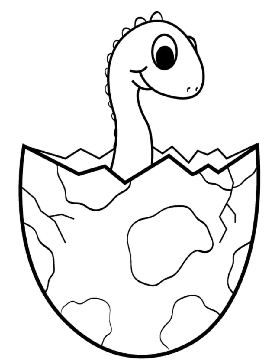 Dinosaurierbaby (Ausmalbild von Dinosaurier zum Ausdrucken und Ausmalen für Kinder)
