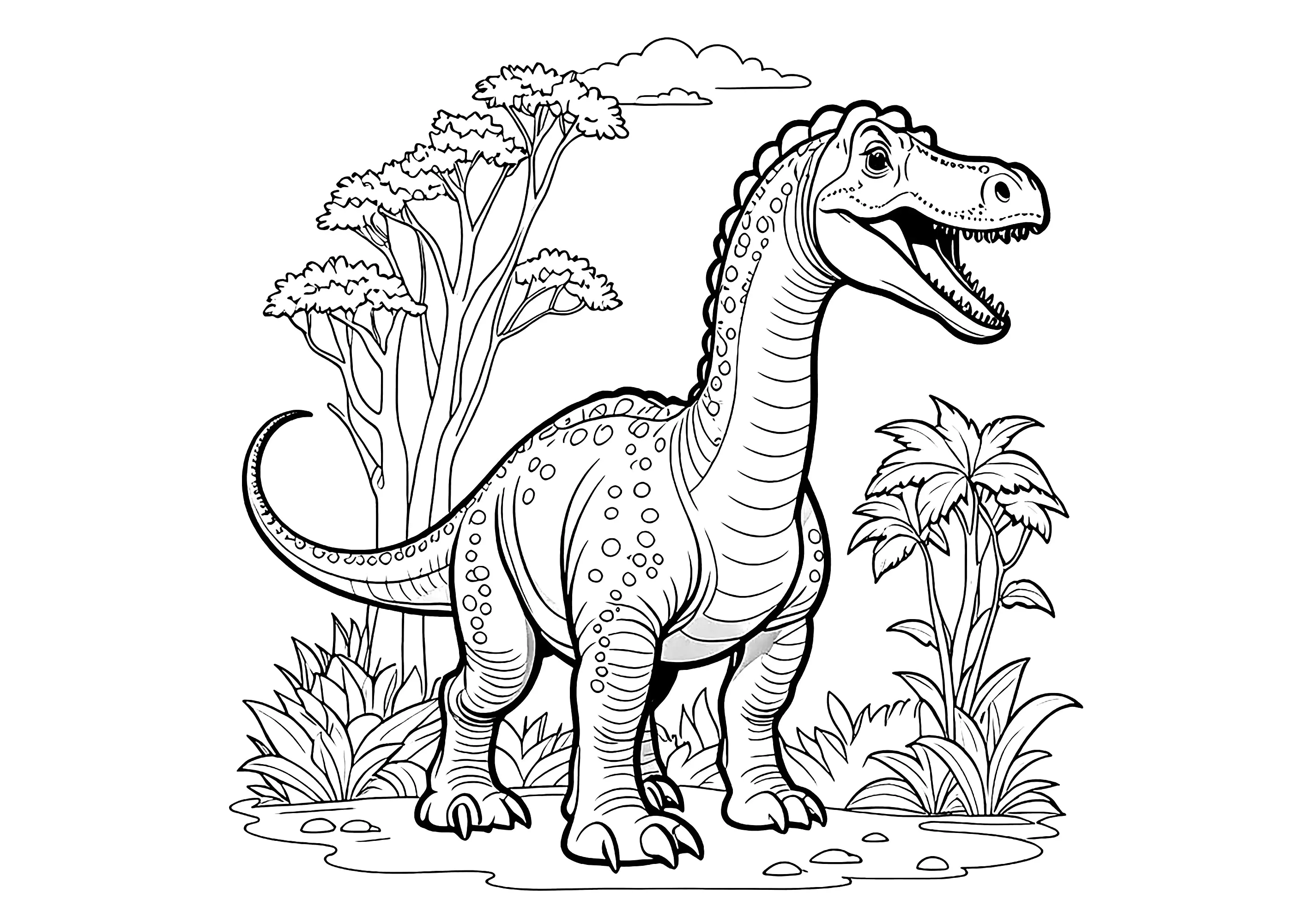 Junger Dinosaurier (Ausmalbild zum Ausdrucken und Ausmalen für Kinder)