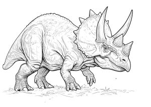 Realistischer Triceratops zum Ausmalen (Ausmalbild von Dinosaurier)