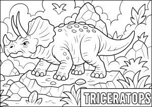 Hübscher Triceratops im Profil (Ausmalbild von Dinosaurier)