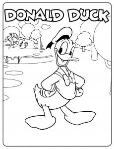 Donald Duck ist eine der Hauptfiguren von Disney. (Ausmalbild)