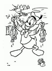 Donald: Der Fang war gut. (Ausmalbild von Donald Duck)