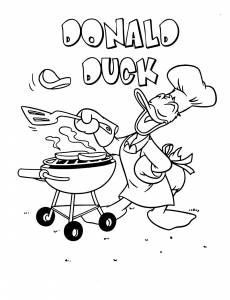 Donalds Grillfest (Ausmalbild von Donald Duck)