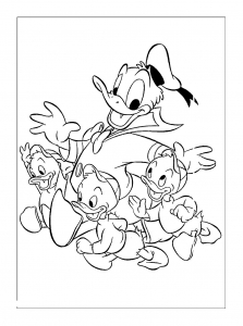 Donald Duck mit Riri Fifi und Loulou (Ausmalbild)