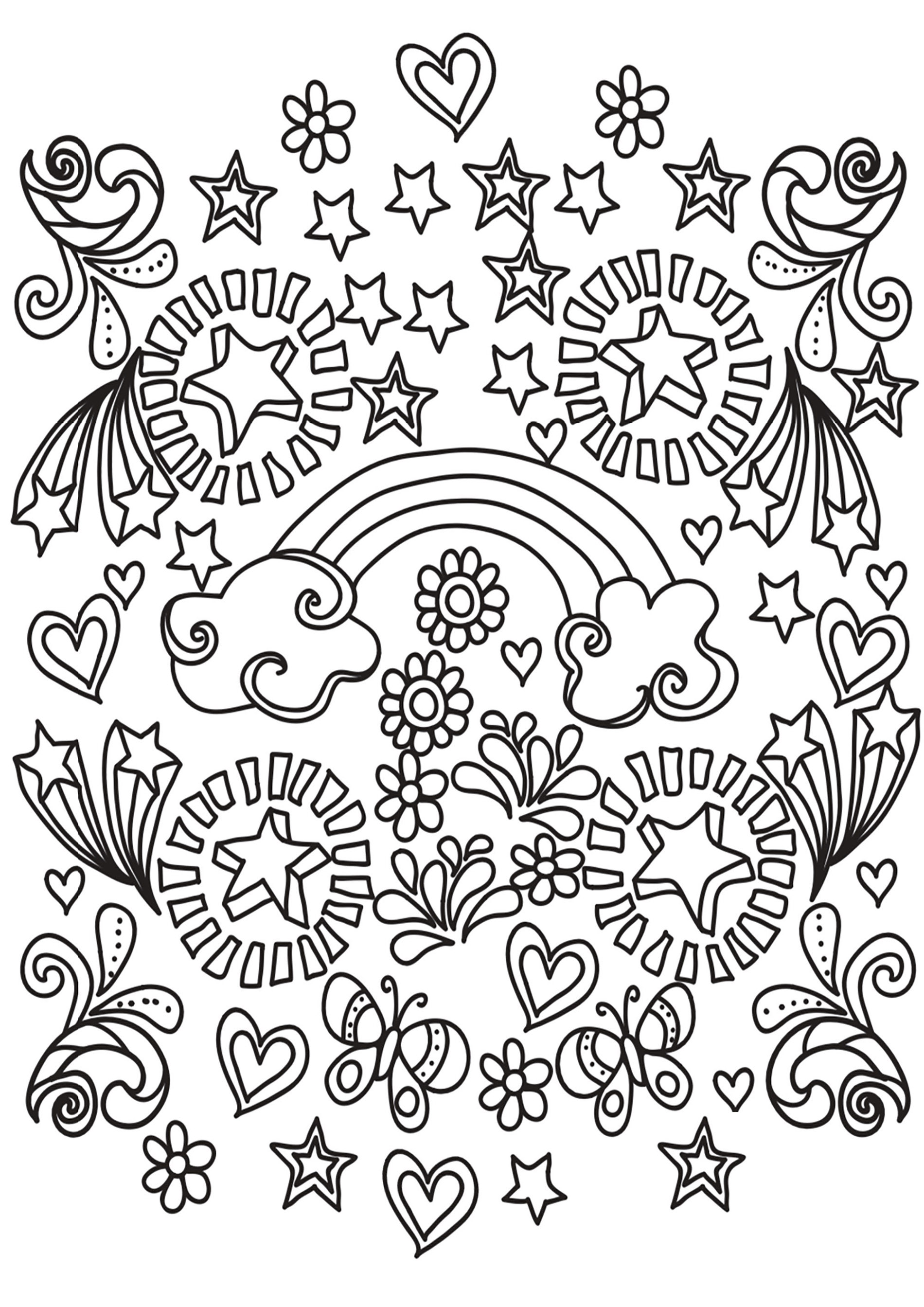 Ein spezielles Doodle "Lebensfreude"! (Ausmalbild von Doodle Art zum Ausdrucken und Ausmalen für Kinder)