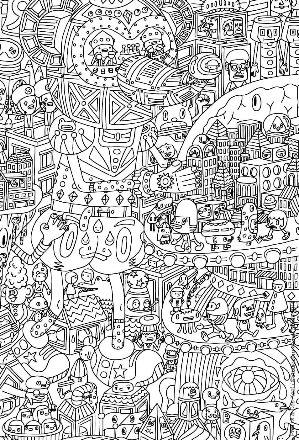 Kostenlose Malvorlage für Kinder mit Doodle Art kostenlos zum Herunterladen