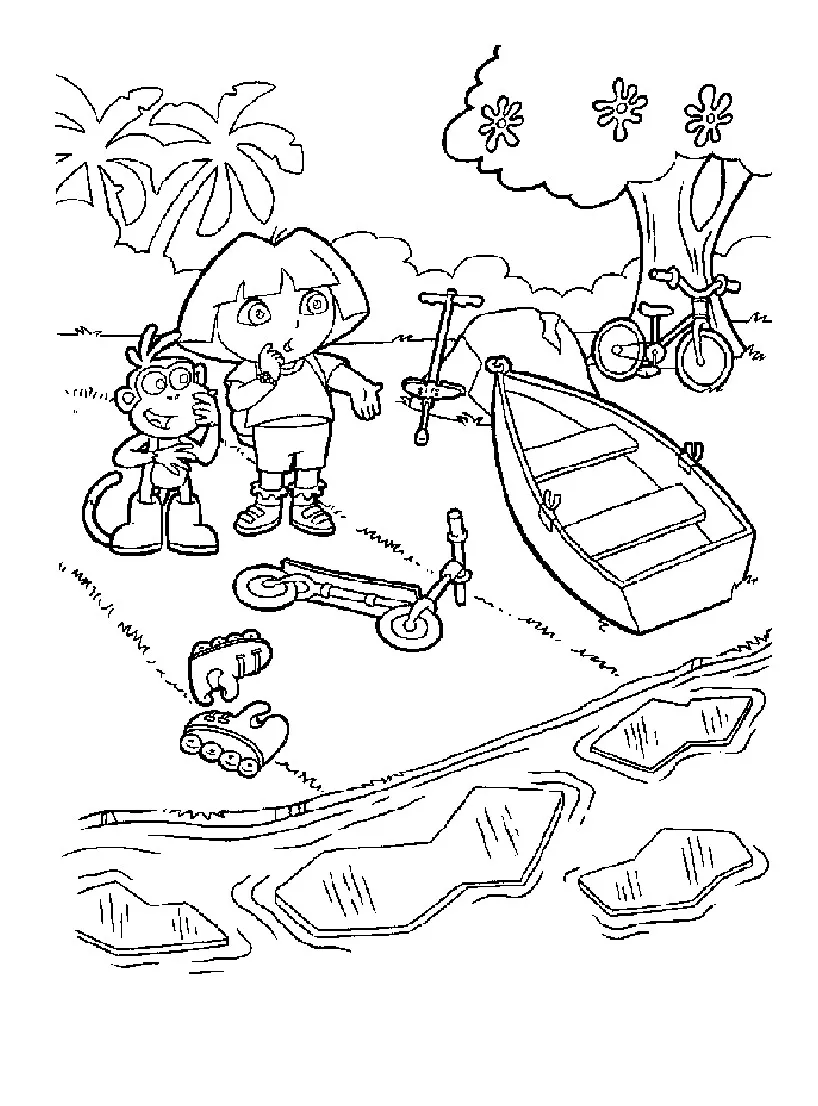 Dora the Explorer Coloriage zum Ausdrucken (Ausmalbild zum Ausdrucken und Ausmalen für Kinder)