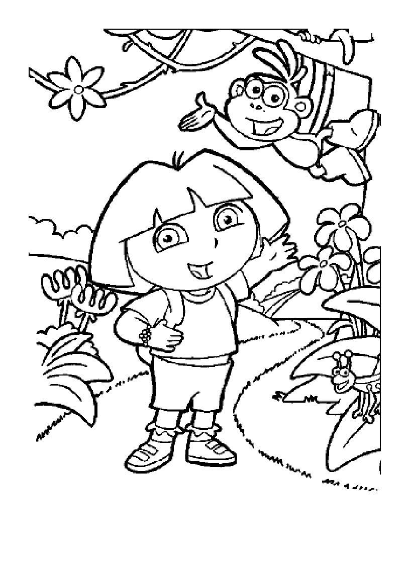 Dora the Explorer Coloriage zum Ausdrucken (Ausmalbild zum Ausdrucken und Ausmalen für Kinder)