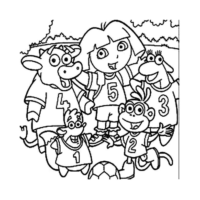 Dora the Explorer Coloriage zum kostenlosen Ausdrucken (Ausmalbild zum Ausdrucken und Ausmalen für Kinder)