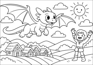 Verzaubertes Treffen mit einem Drachen (Ausmalbild von Drachenzaehmen leicht gemacht)