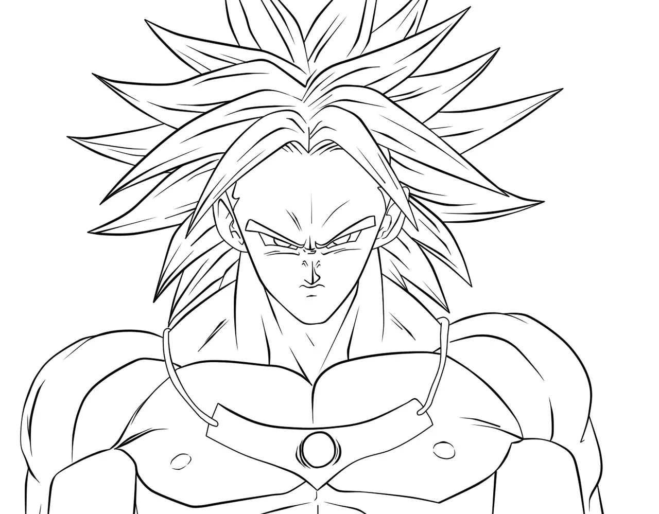 Broly Super Saiyan - Gesicht (Ausmalbild von Dragon Ball zum Ausdrucken und Ausmalen für Kinder)