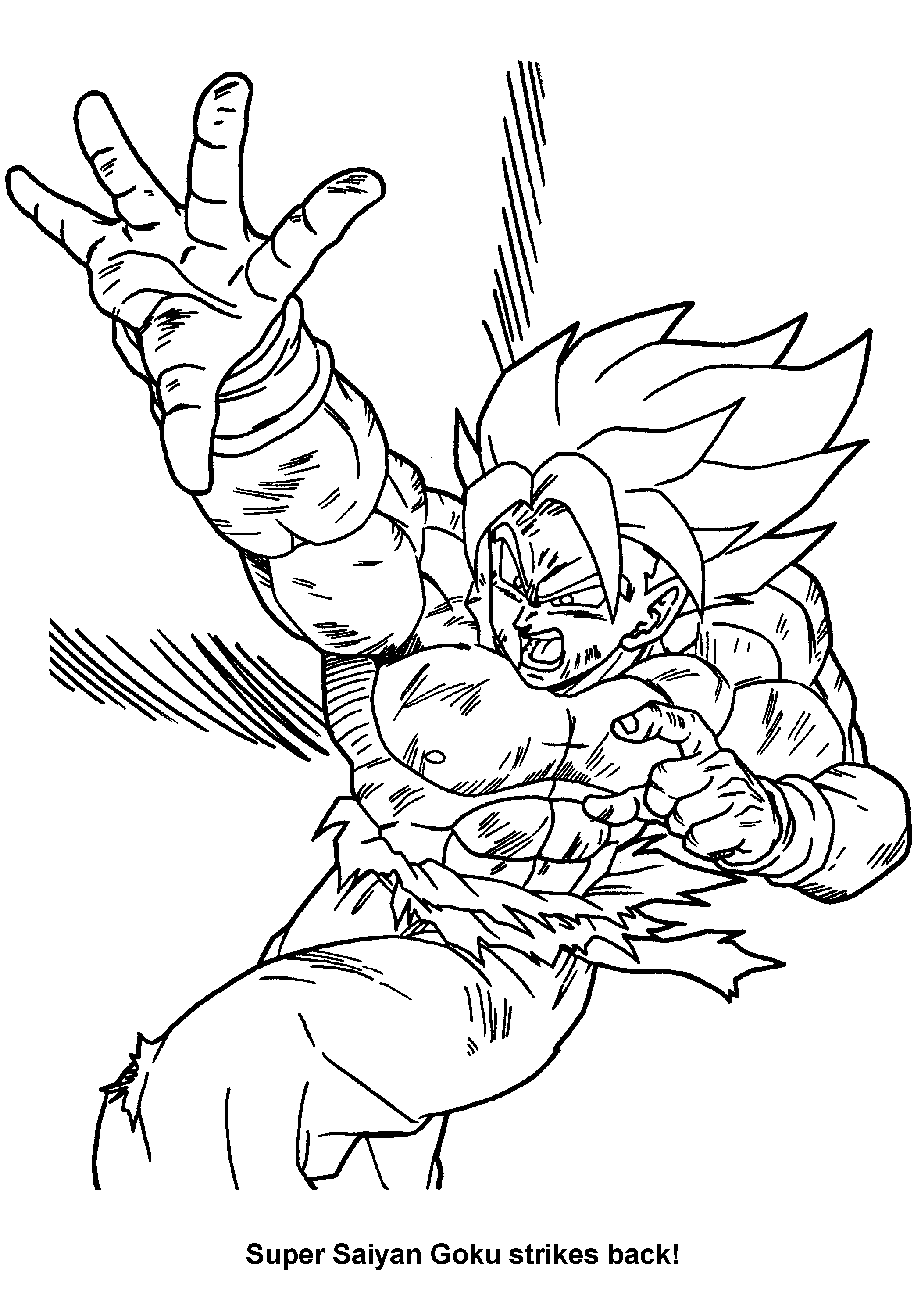 Songoku Super Saiyajin (Ausmalbild von Dragon Ball zum Ausdrucken und Ausmalen für Kinder)