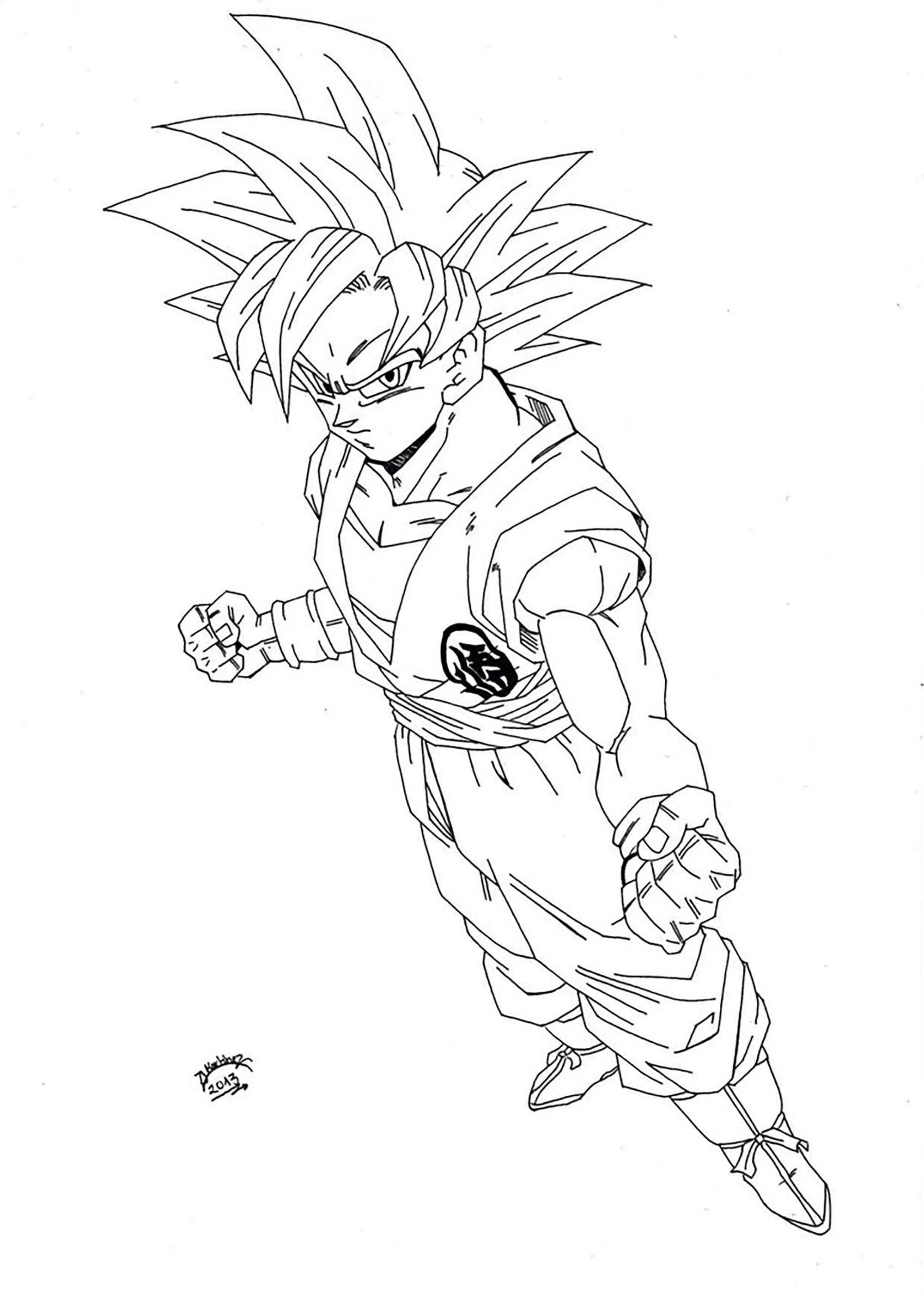 Malvorlage für Kinder mit Dragon Ball zum Ausdrucken