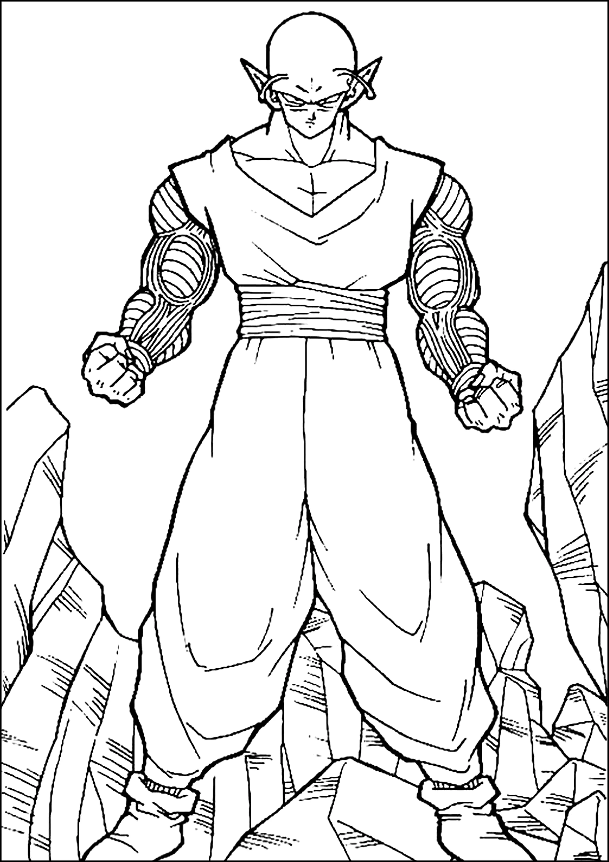 Piccolo in all seiner Macht. (Ausmalbild von Dragon Ball zum Ausdrucken und Ausmalen für Kinder)