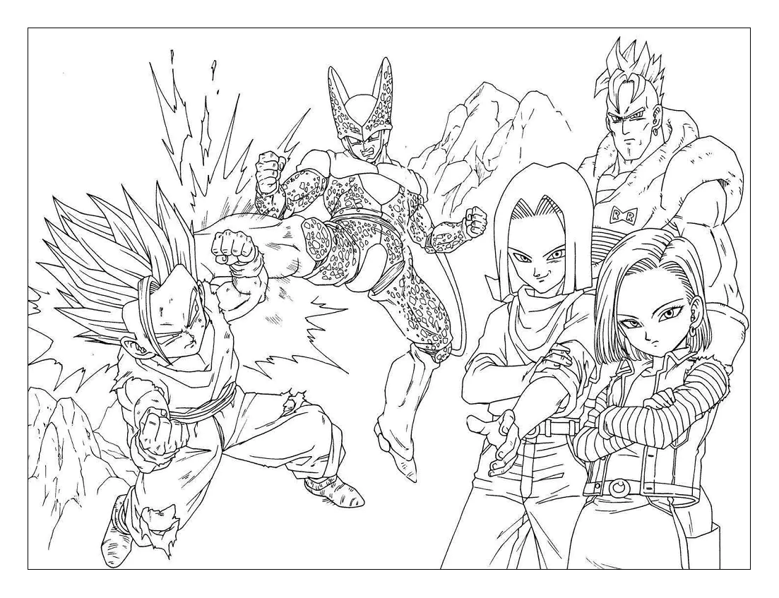 Malvorlage für Kinder mit Dragon Ball kostenlos zum Ausdrucken