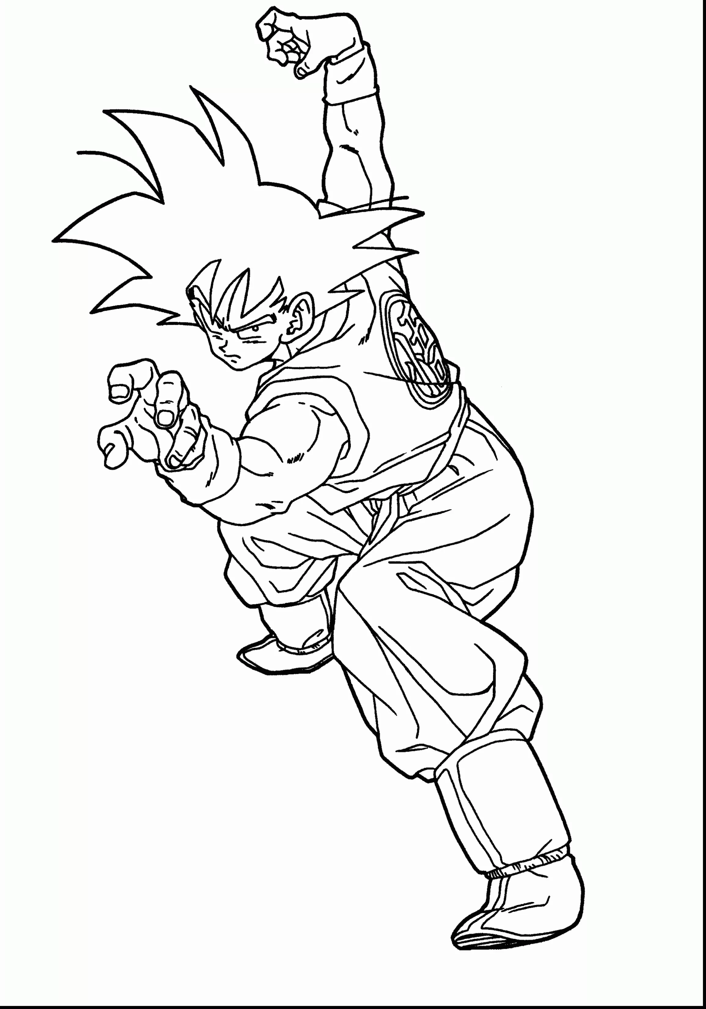 Goku Saga Saiyan vs. Vegeta (Ausmalbild von Dragon Ball zum Ausdrucken und Ausmalen für Kinder)