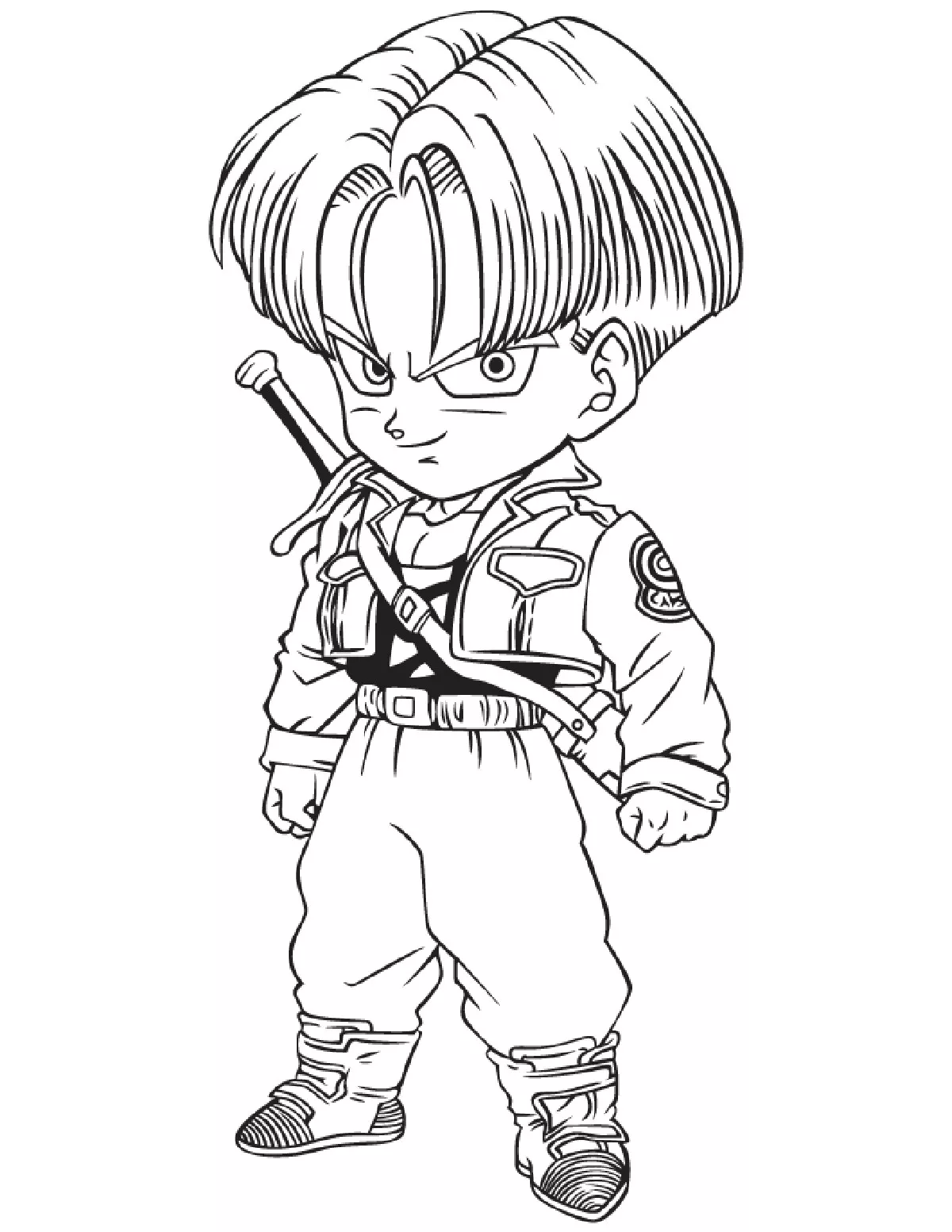 Trunks der Zukunft SD-Version (Ausmalbild von Dragon Ball zum Ausdrucken und Ausmalen für Kinder)