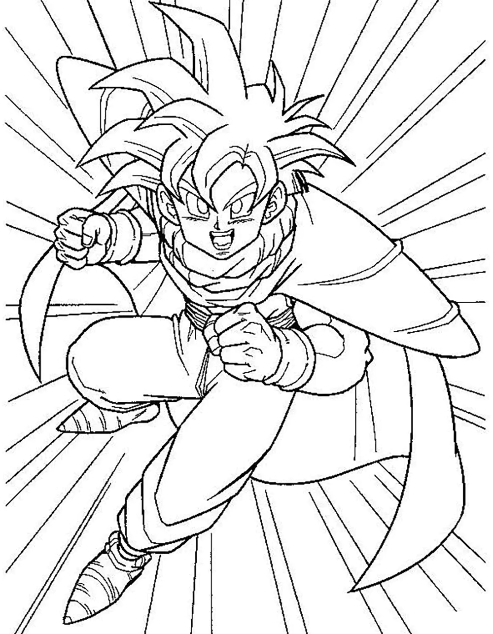 Gohan Teenager - Super Saiyajin (Ausmalbild von Dragon Ball zum Ausdrucken und Ausmalen für Kinder)