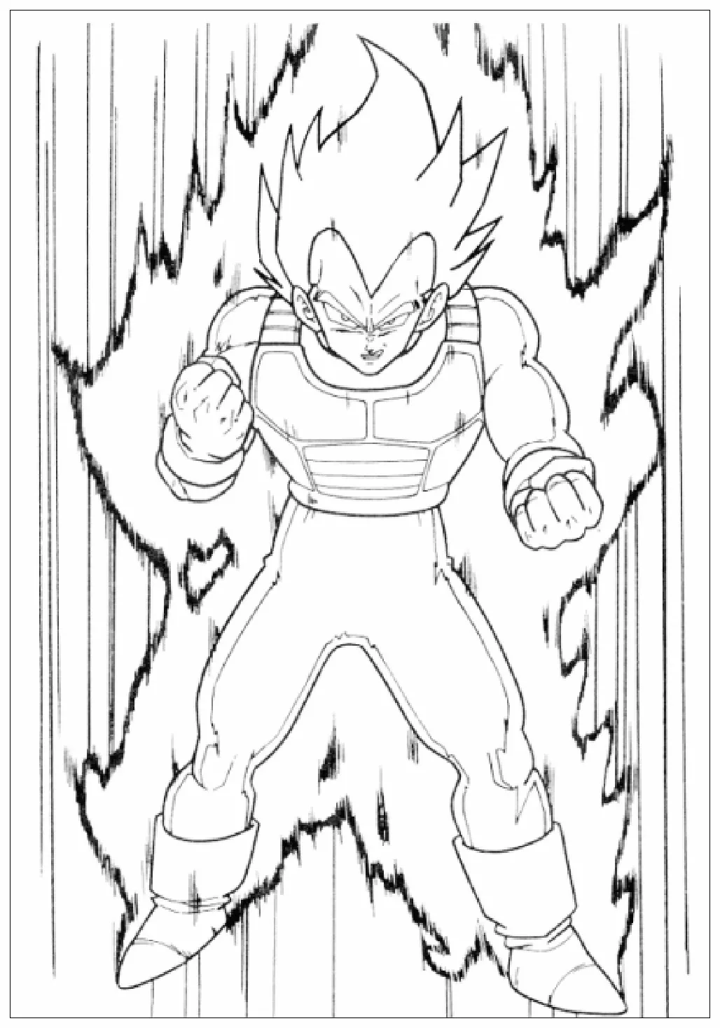 Super-Vegeta! (Ausmalbild von Dragon Ball zum Ausdrucken und Ausmalen für Kinder)