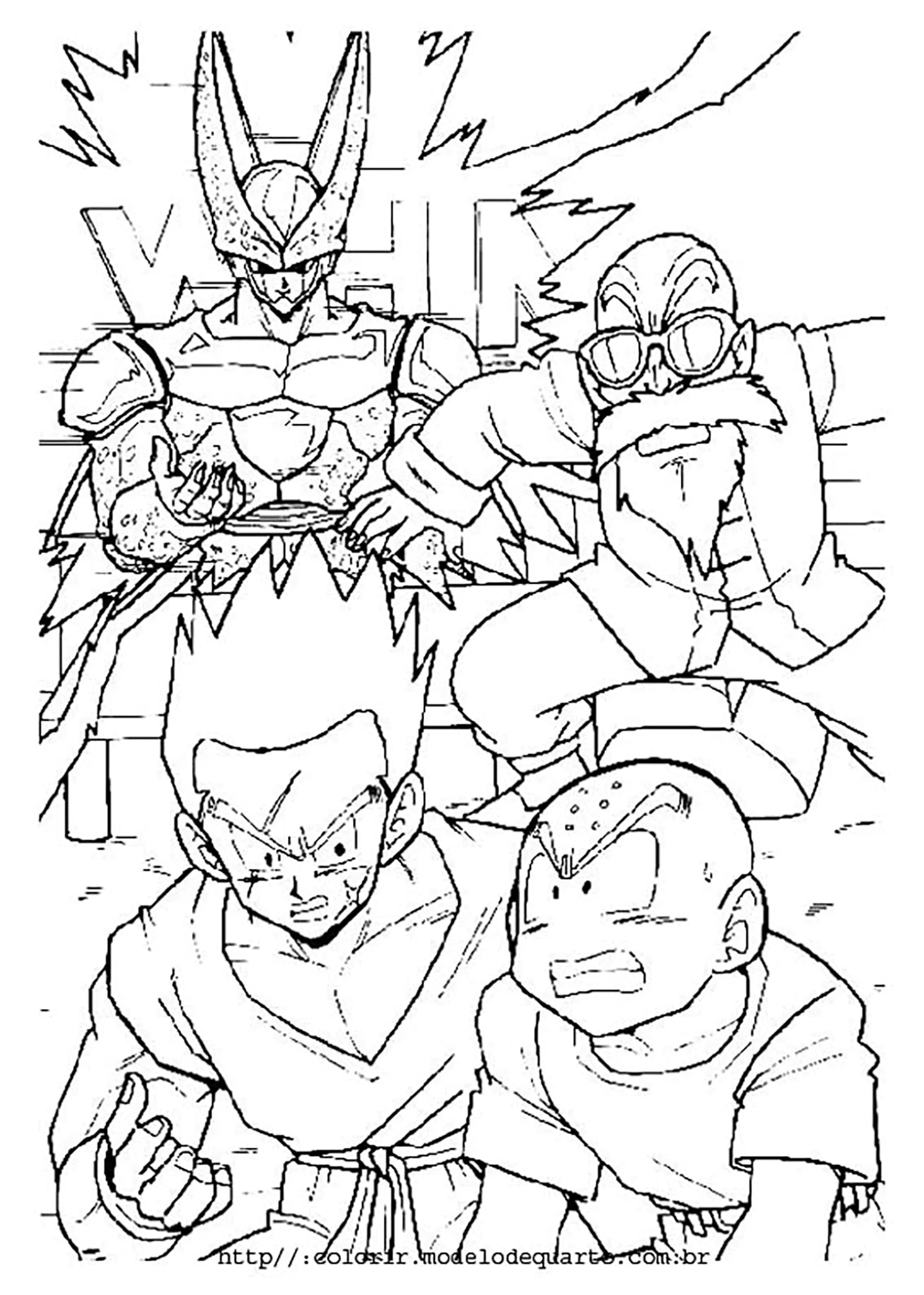 Cell-Turnier (Ausmalbild von Dragon Ball zum Ausdrucken und Ausmalen für Kinder)