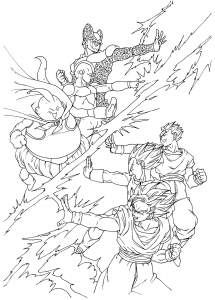 Der Kampf des Z-Teams gegen die Bösewichte (Ausmalbild von Dragon Ball)