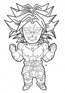 Broly Legendärer Super-Saiyajin - Kawaii-Stil (Ausmalbild von Dragon Ball)