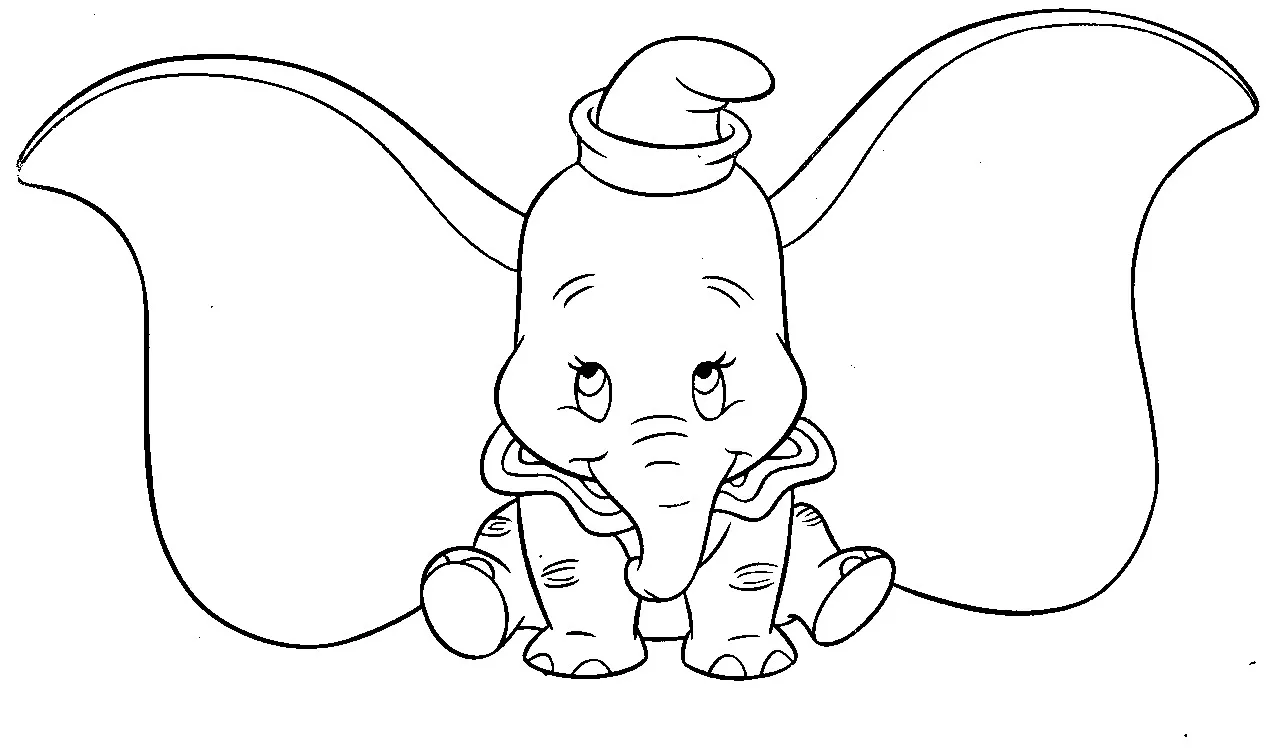 Dumbo Coloriage zum Herunterladen (Ausmalbild zum Ausdrucken und Ausmalen für Kinder)