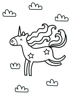 Einhorn im Himmel (Ausmalbild von Einhoerner)