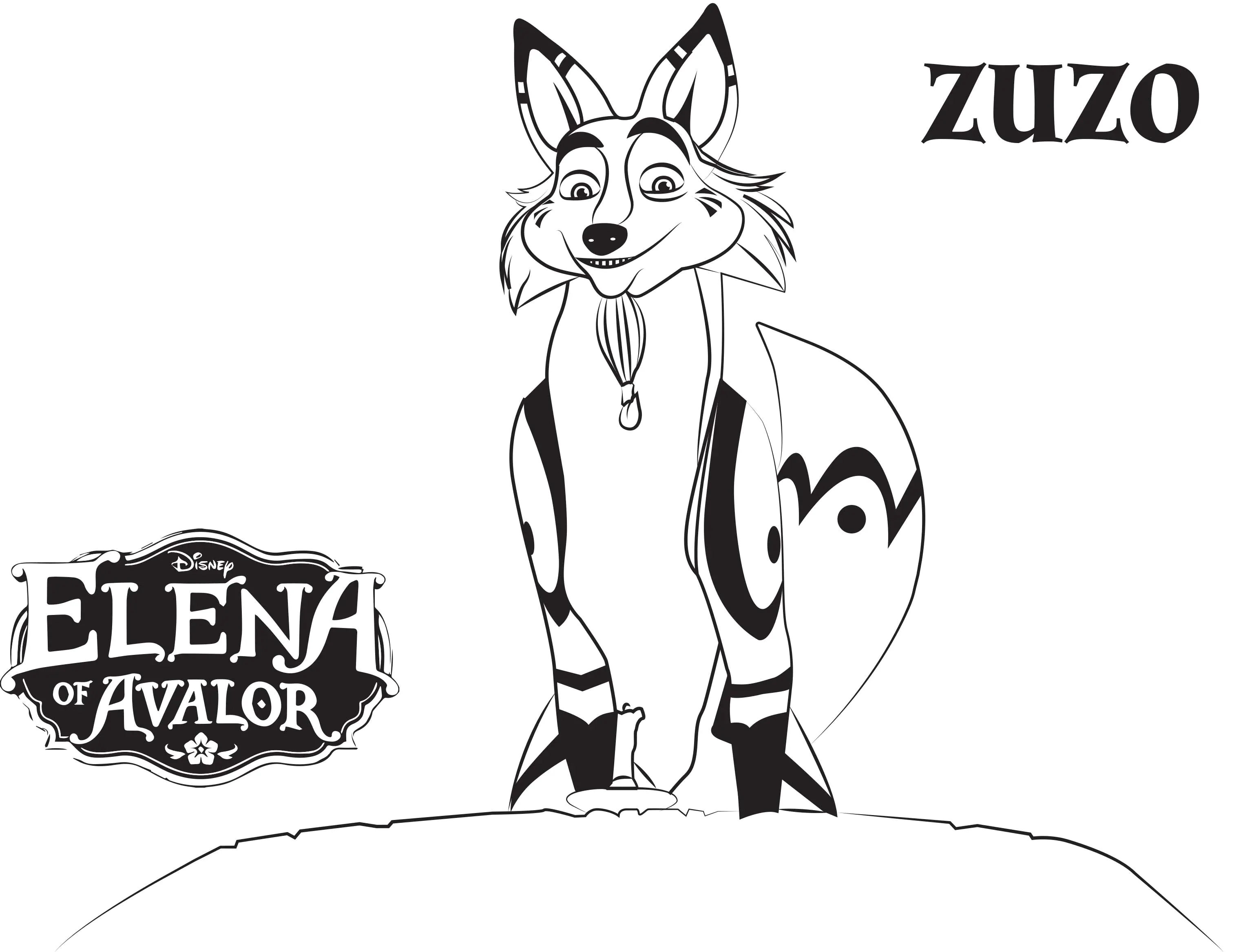 Zuzo (Ausmalbild von Elena Avalor zum Ausdrucken und Ausmalen für Kinder)