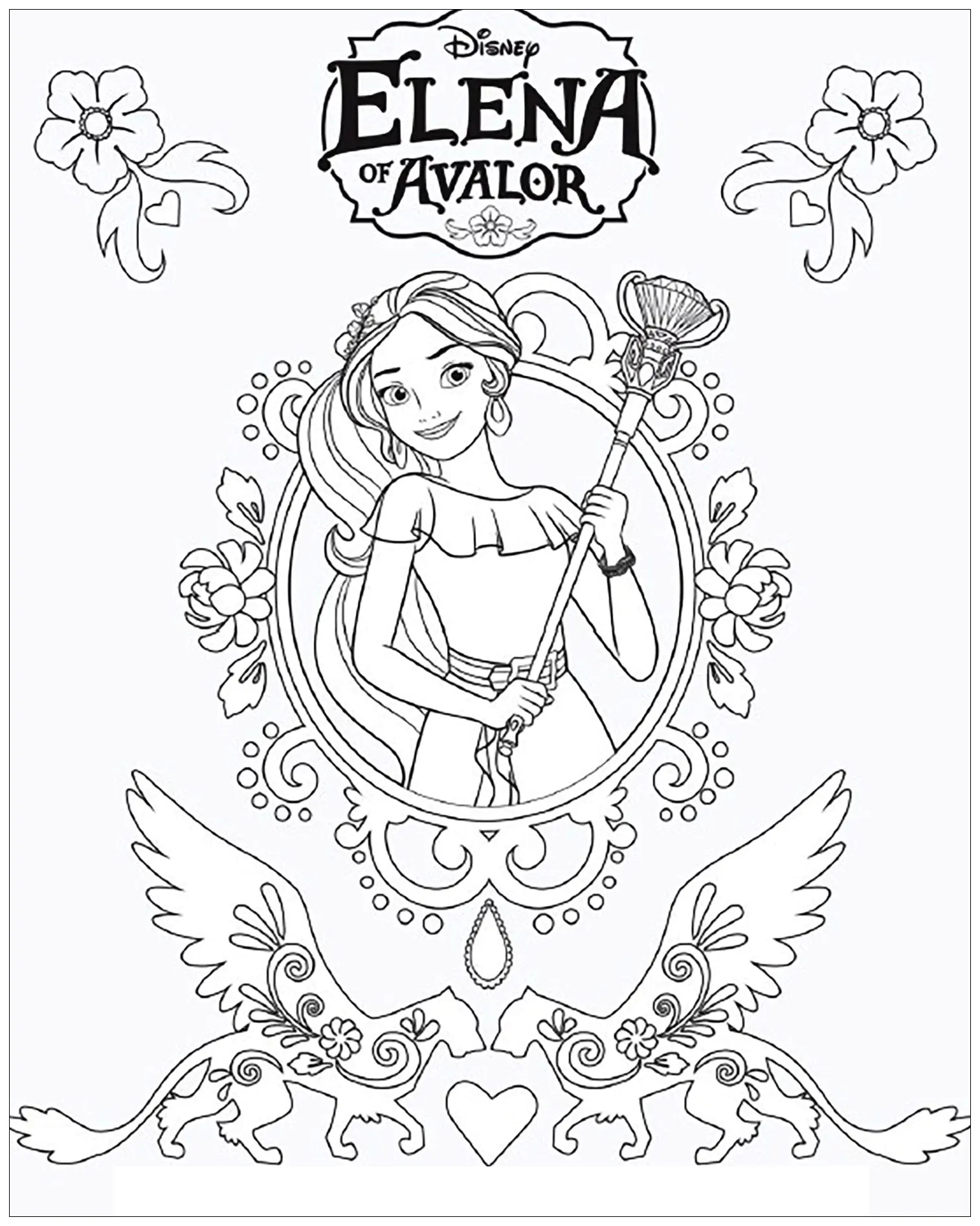 Elena Avalor Ausmalbilder zum Herunterladen (Ausmalbild zum Ausdrucken und Ausmalen für Kinder)