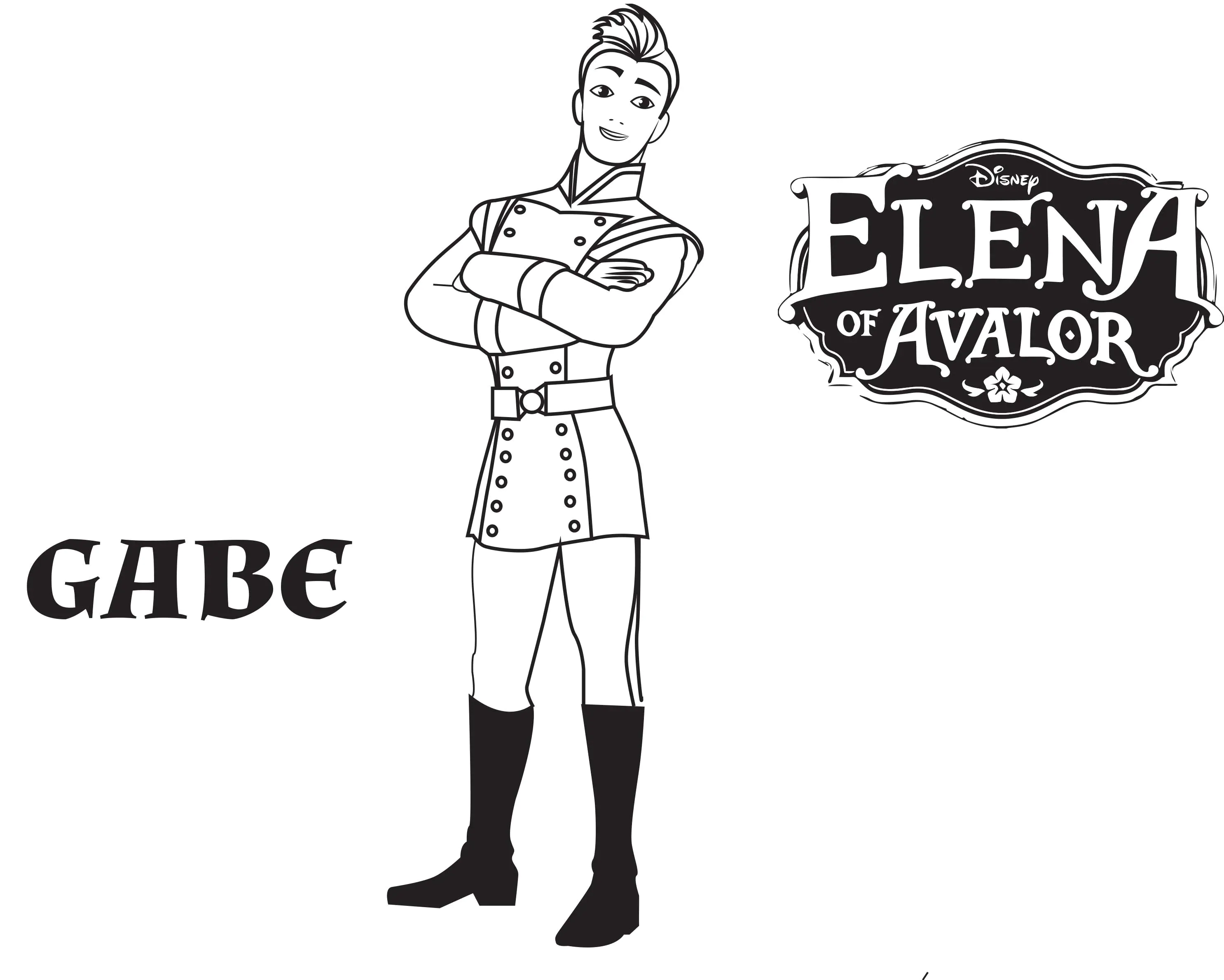 Gabe (Ausmalbild von Elena Avalor zum Ausdrucken und Ausmalen für Kinder)