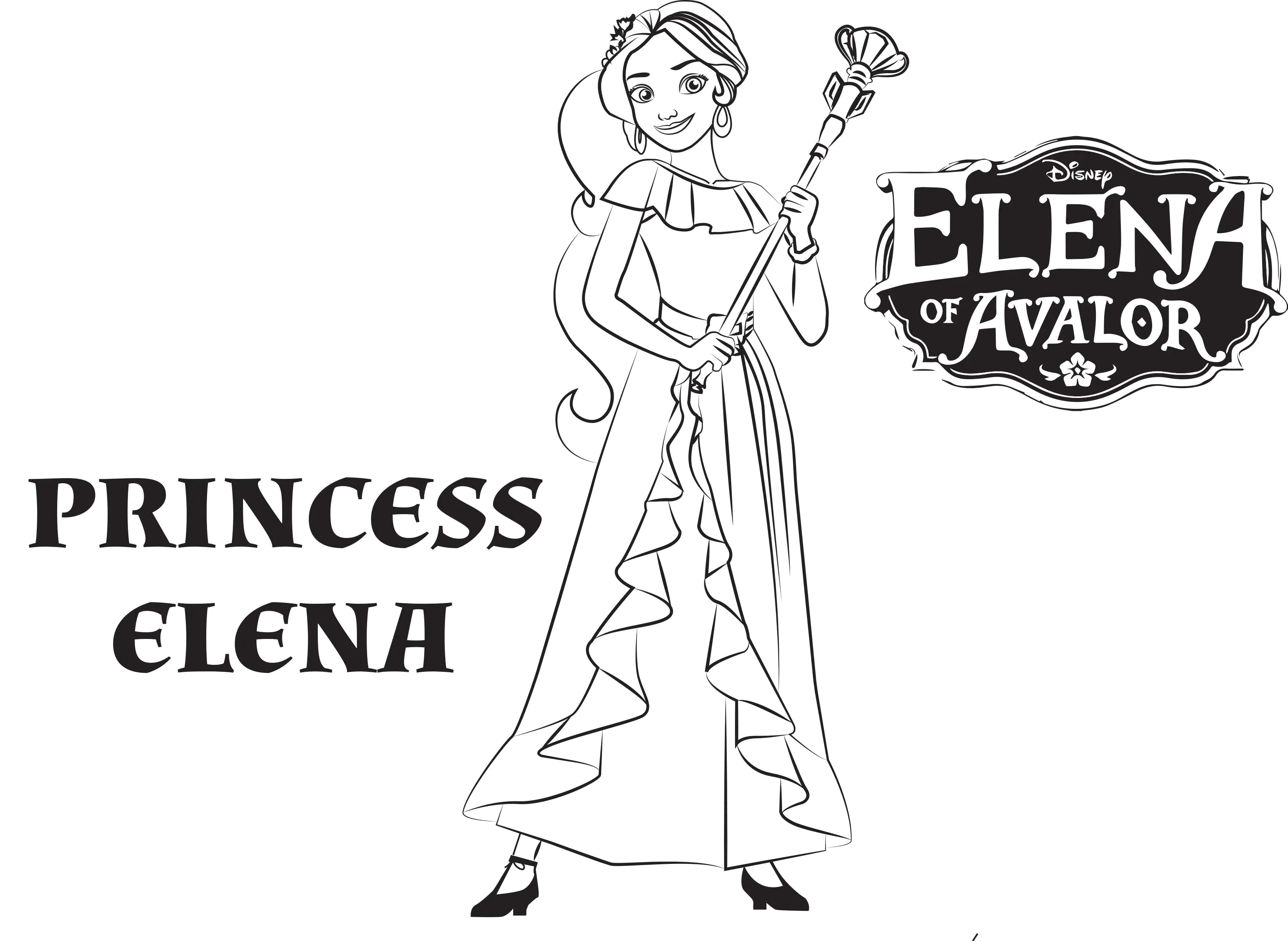 Prinzessin Elena (Ausmalbild von Elena Avalor zum Ausdrucken und Ausmalen für Kinder)