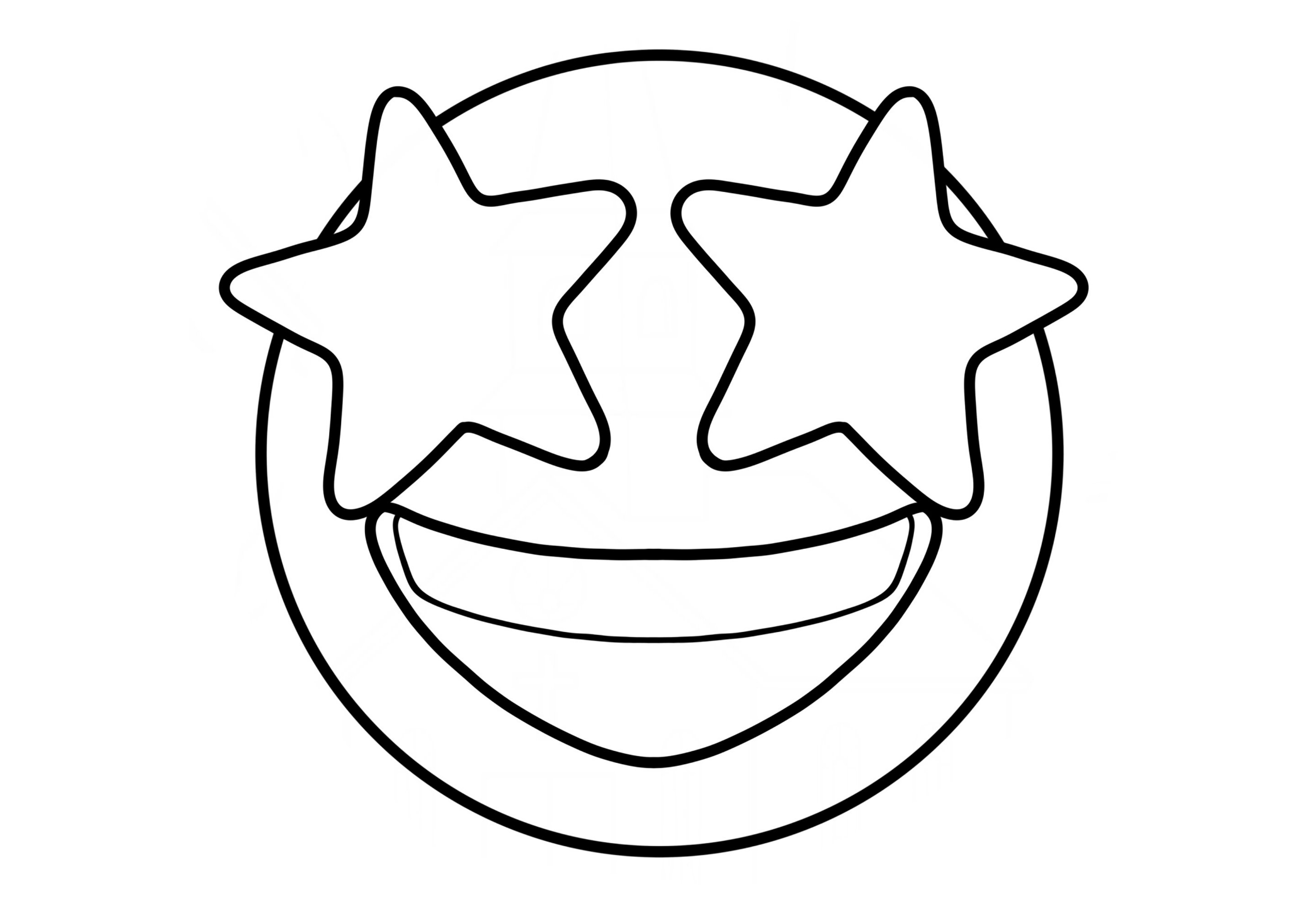 Emoji Augen in Form eines Sterns (Ausmalbild zum Ausdrucken und Ausmalen für Kinder)