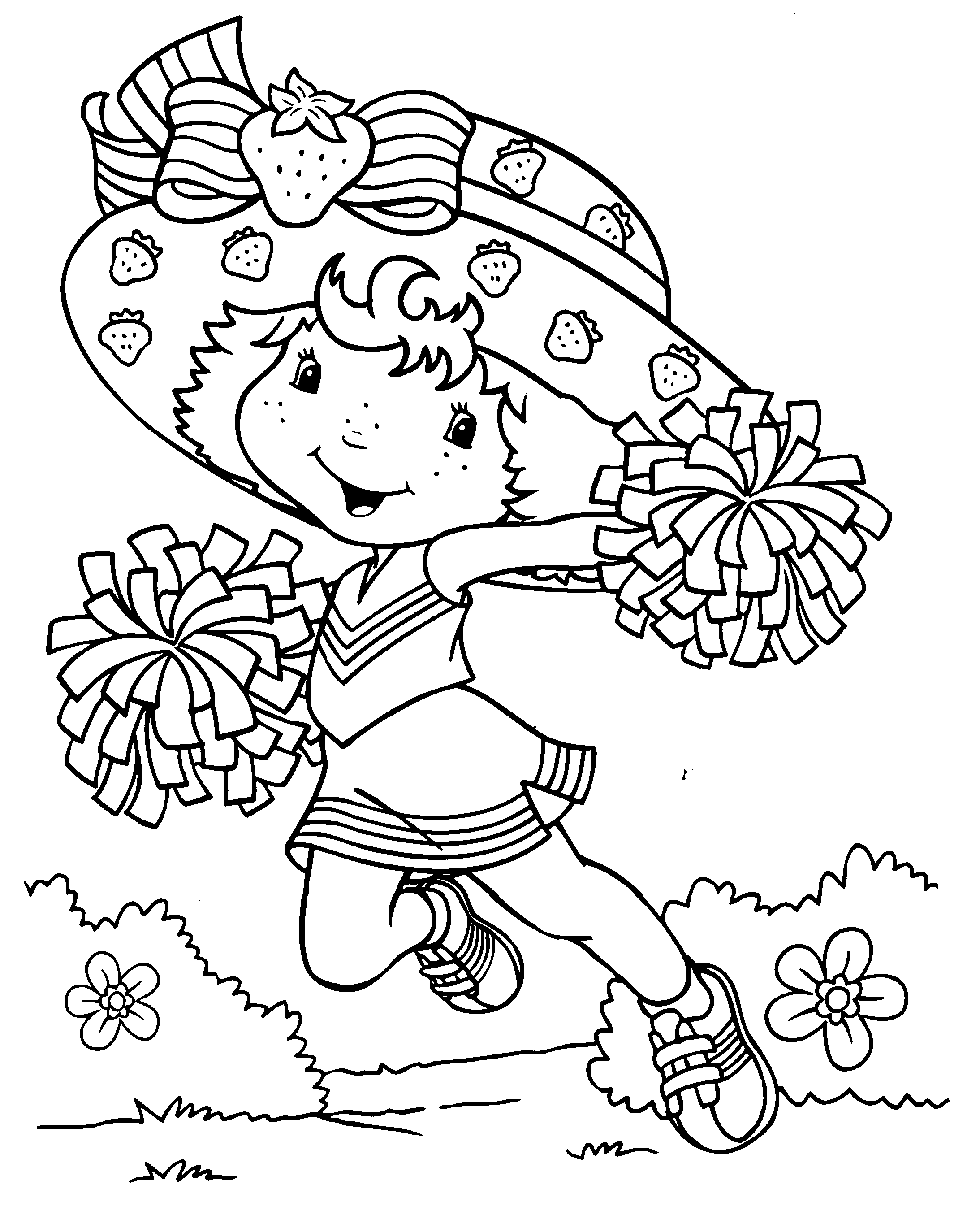 Ausmalbilder von Erdbeermaedchen Erdbeerli zum Herunterladen (Ausmalbild zum Ausdrucken und Ausmalen für Kinder)