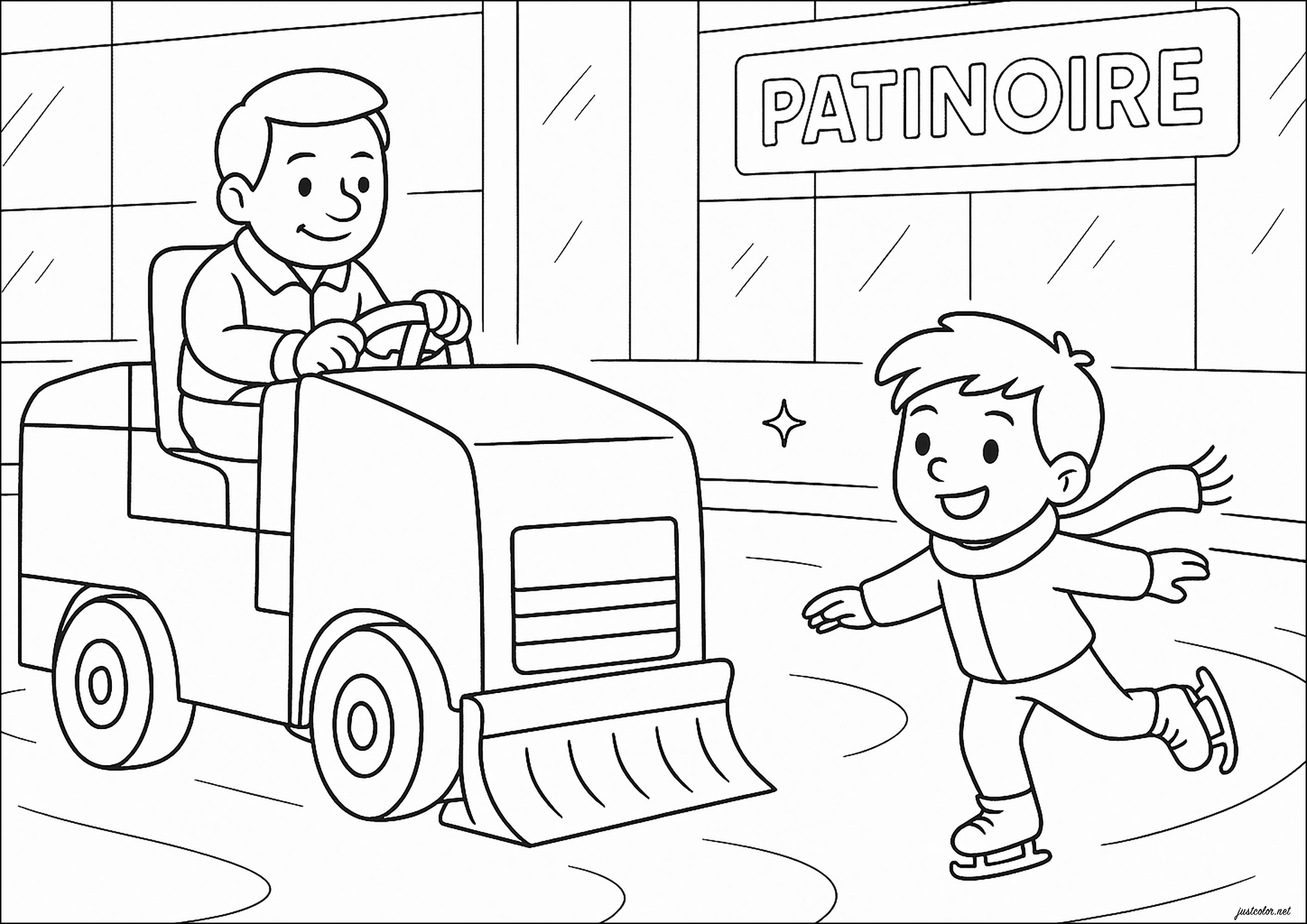 Zamboni (Ausmalbild von Fahrzeuge zum Ausdrucken und Ausmalen für Kinder)