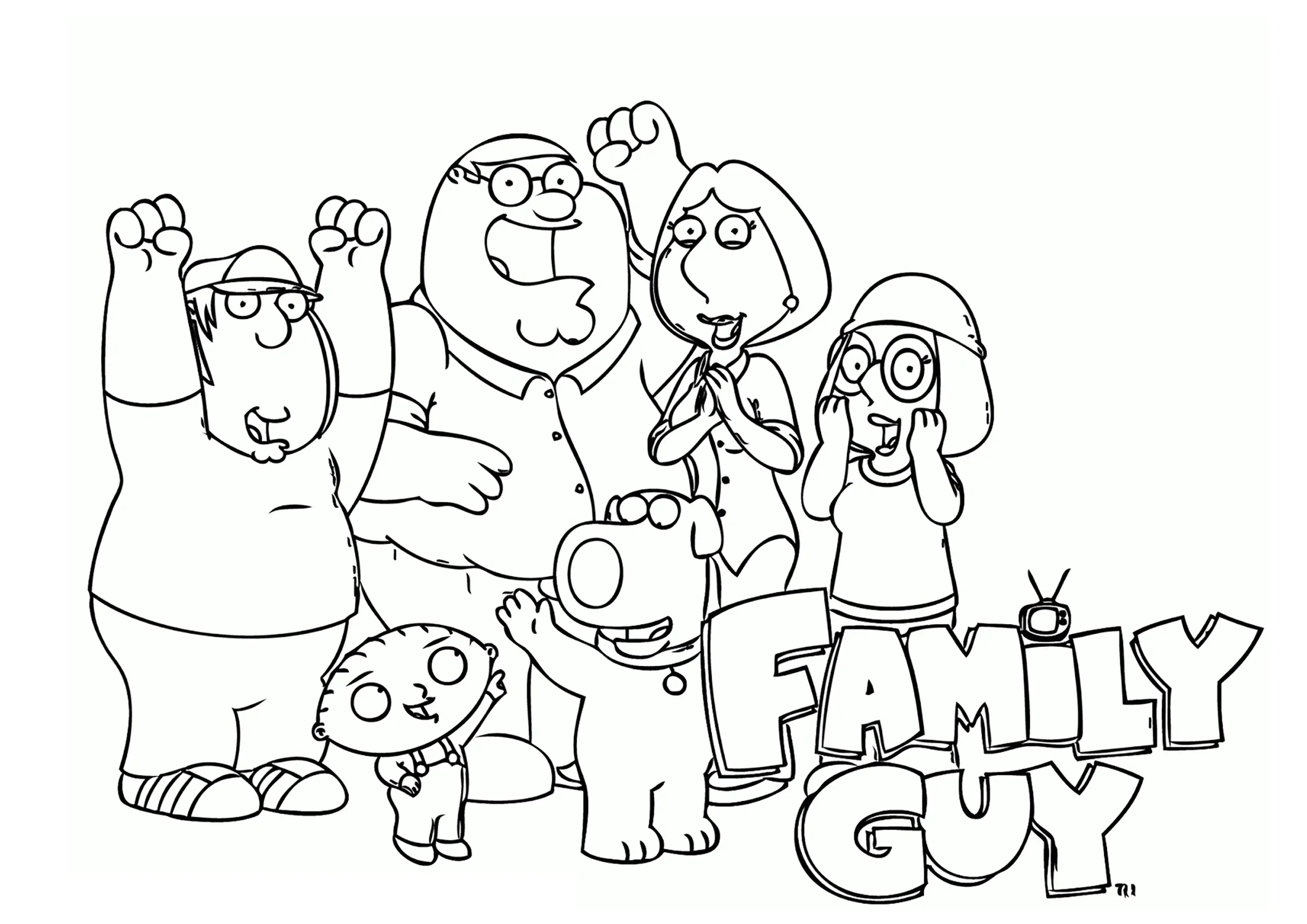 Kostenlose Ausmalbilder von family-guy zum Herunterladen (Ausmalbild von Family Guy zum Ausdrucken und Ausmalen für Kinder)