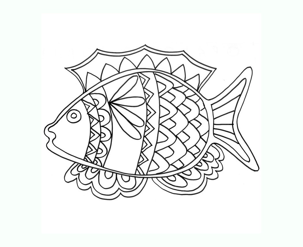 Fische-Bild zum Herunterladen und Ausmalen